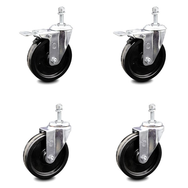 Service Caster 5 Inch Phenolic Swivel 10mm Threaded Stem Caster Total Lock Brake SCC, 2PK SCC-TSTTL20S514-PHR-M1015-2-S-2 - main